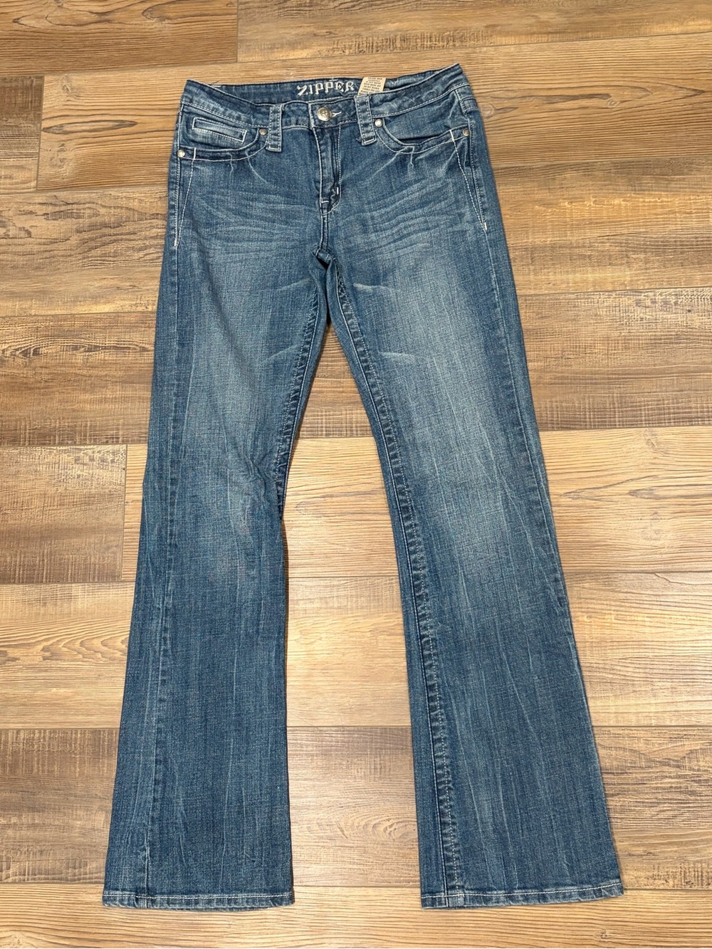 Zipper Y2K Flare Leg Low Rise‎ Long Leg Bling flap Pockets